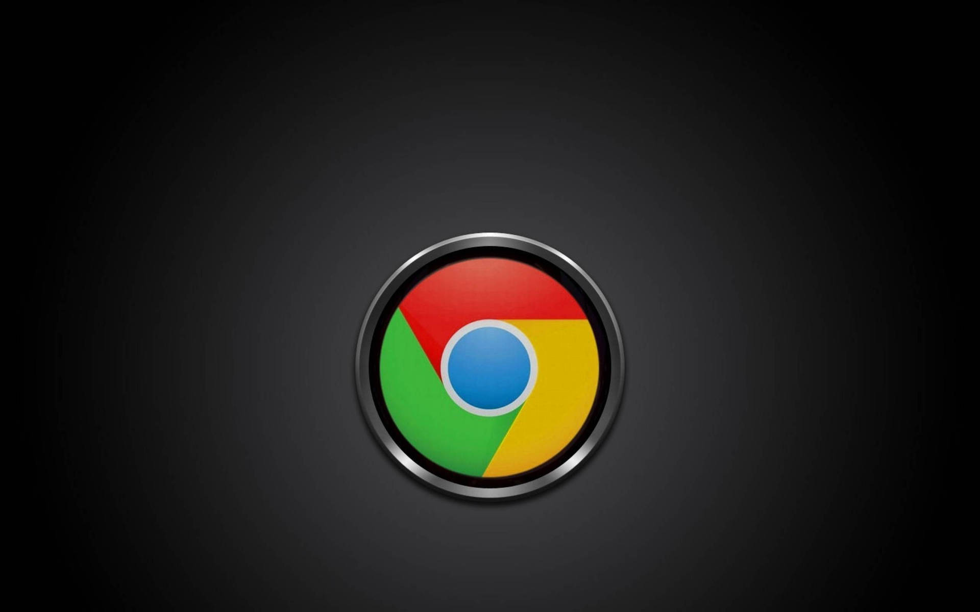 深色漸變背景上帶有金屬邊框的 Chrome 瀏覽器標誌