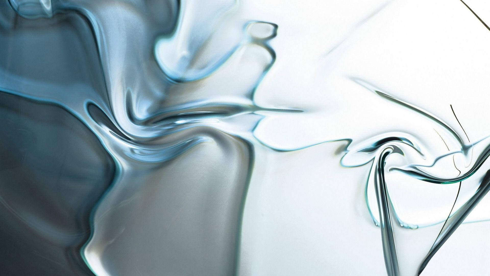白色背景上的抽象流動金屬藍色和銀色液體圖案