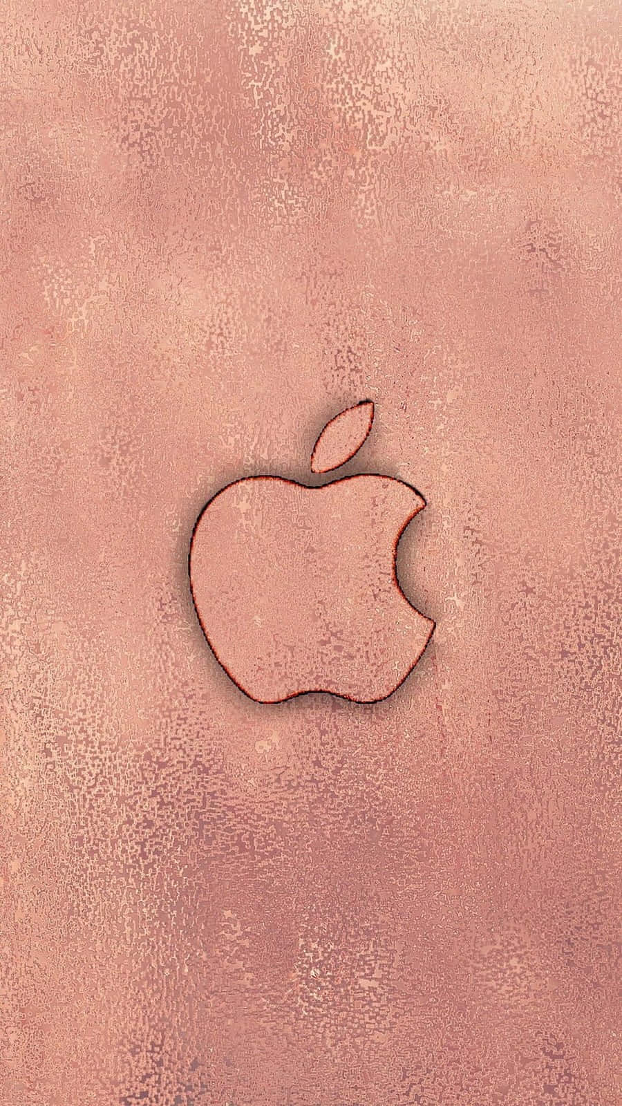 玫瑰金紋理金屬背景上的Apple標誌