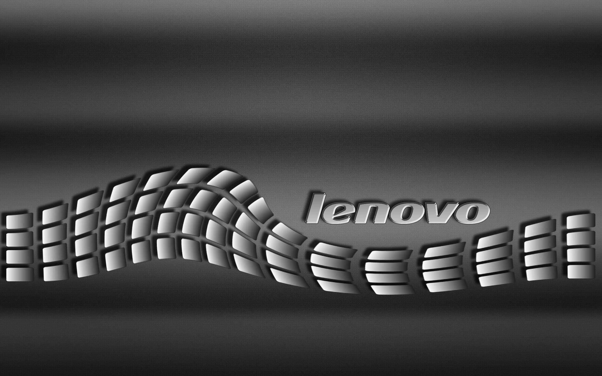 Lenovo 標誌嵌入在灰色漸變背景上的輪胎花紋圖案中。