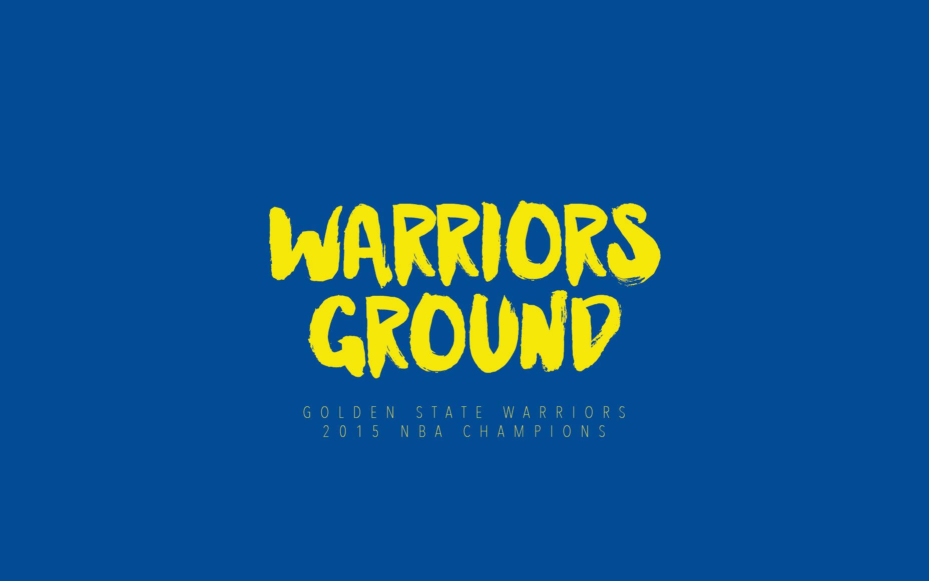 金州勇士 2015 NBA 冠軍標誌，藍色背景上帶有粗體黃色文字