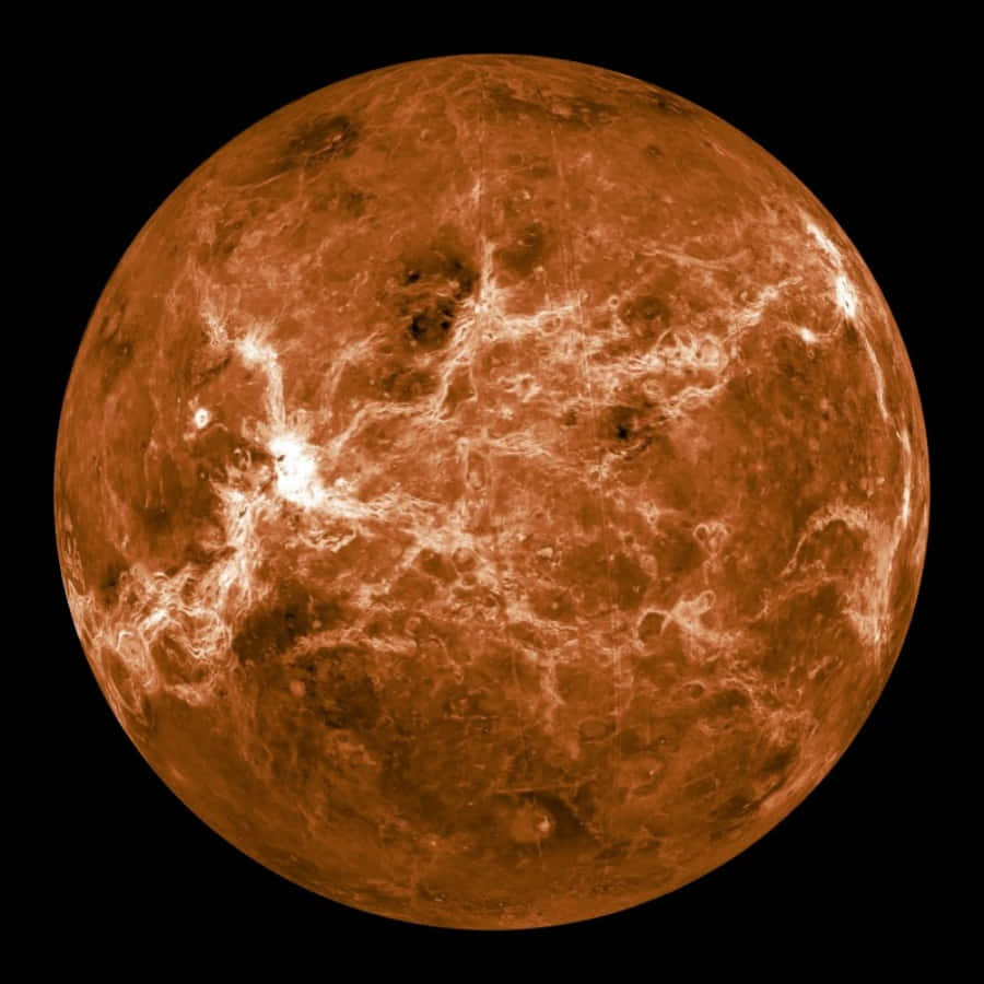 Mercury 桌布 壁紙 — 金星嘅近距離視圖，喺黑色虛空中閃耀住旋轉嘅橙色同白色雲層。