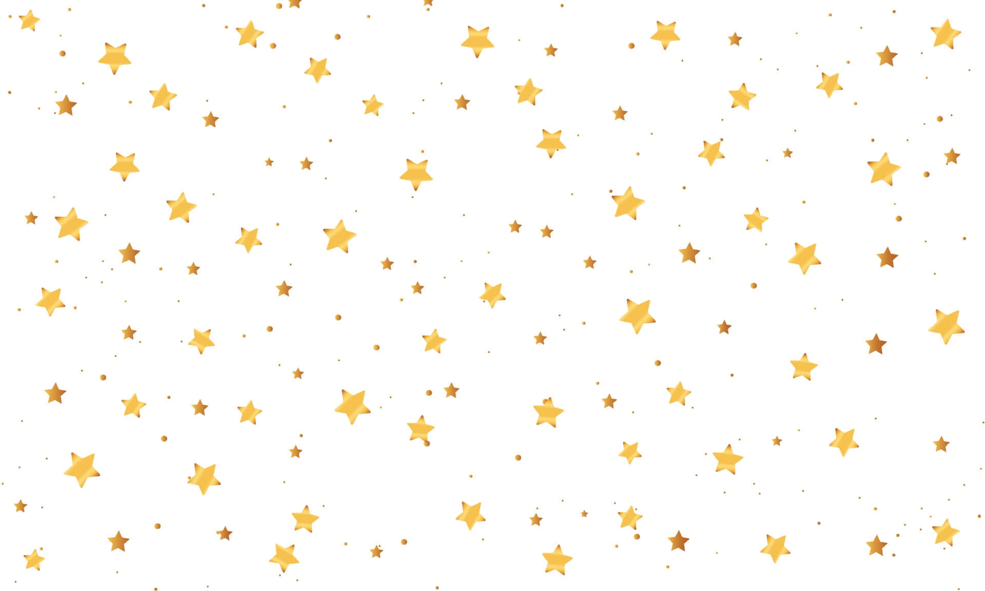 金星照亮成功舞台 壁紙 — 不同大小的金色星星漂浮在潔淨的白色背景上，營造出節日閃爍效果。
