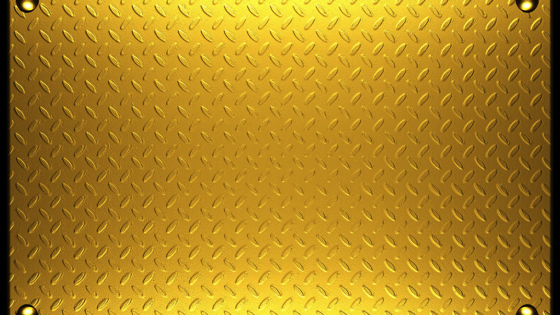 金箔金屬表面 壁紙 — 金色菱形板金屬表面，帶有明亮高光和深色邊緣螺栓。