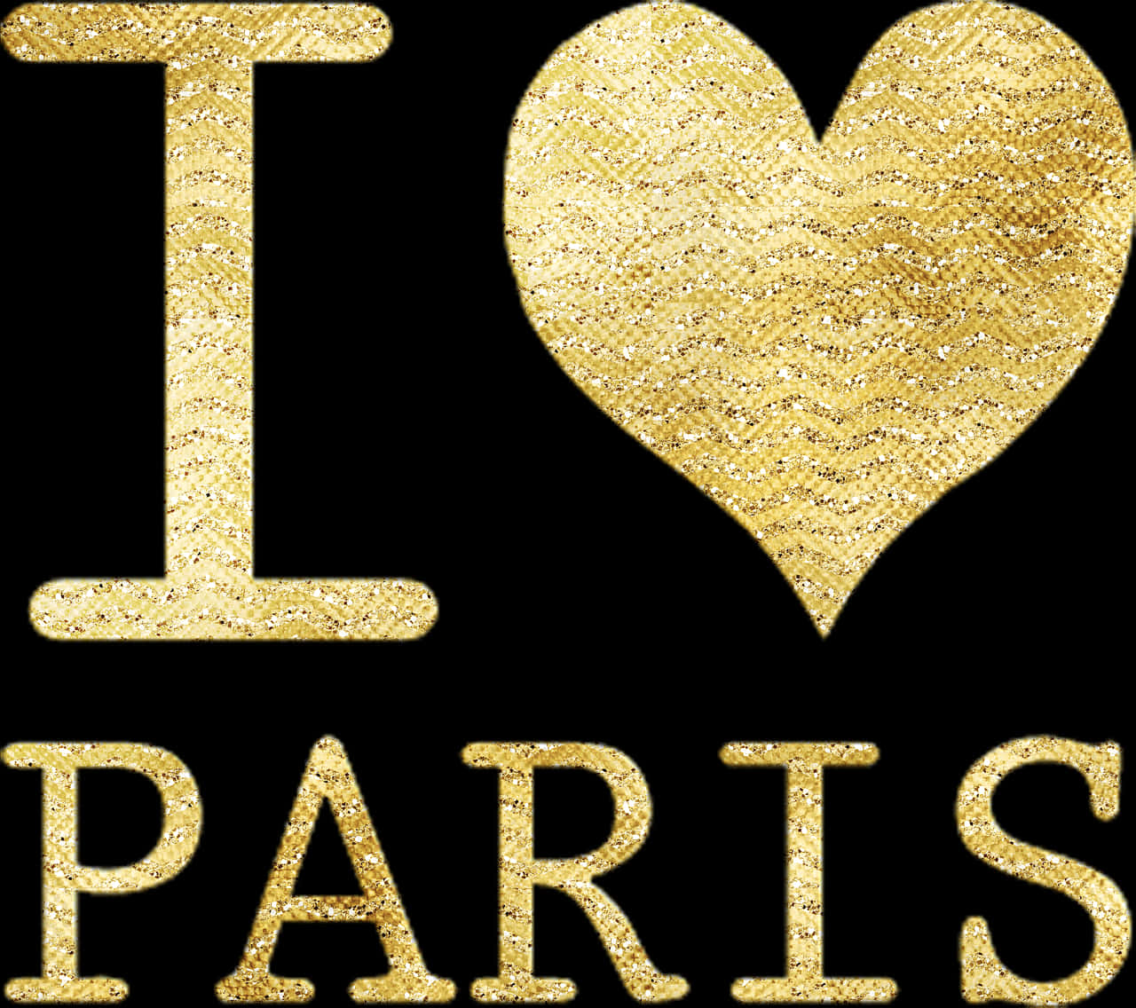 金箔閃耀愛巴黎 壁紙 — 金色閃亮的 I heart Paris 文字在純黑背景上大膽突出。