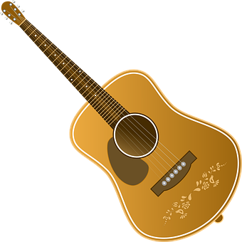 金色 acoustic 吉他插畫