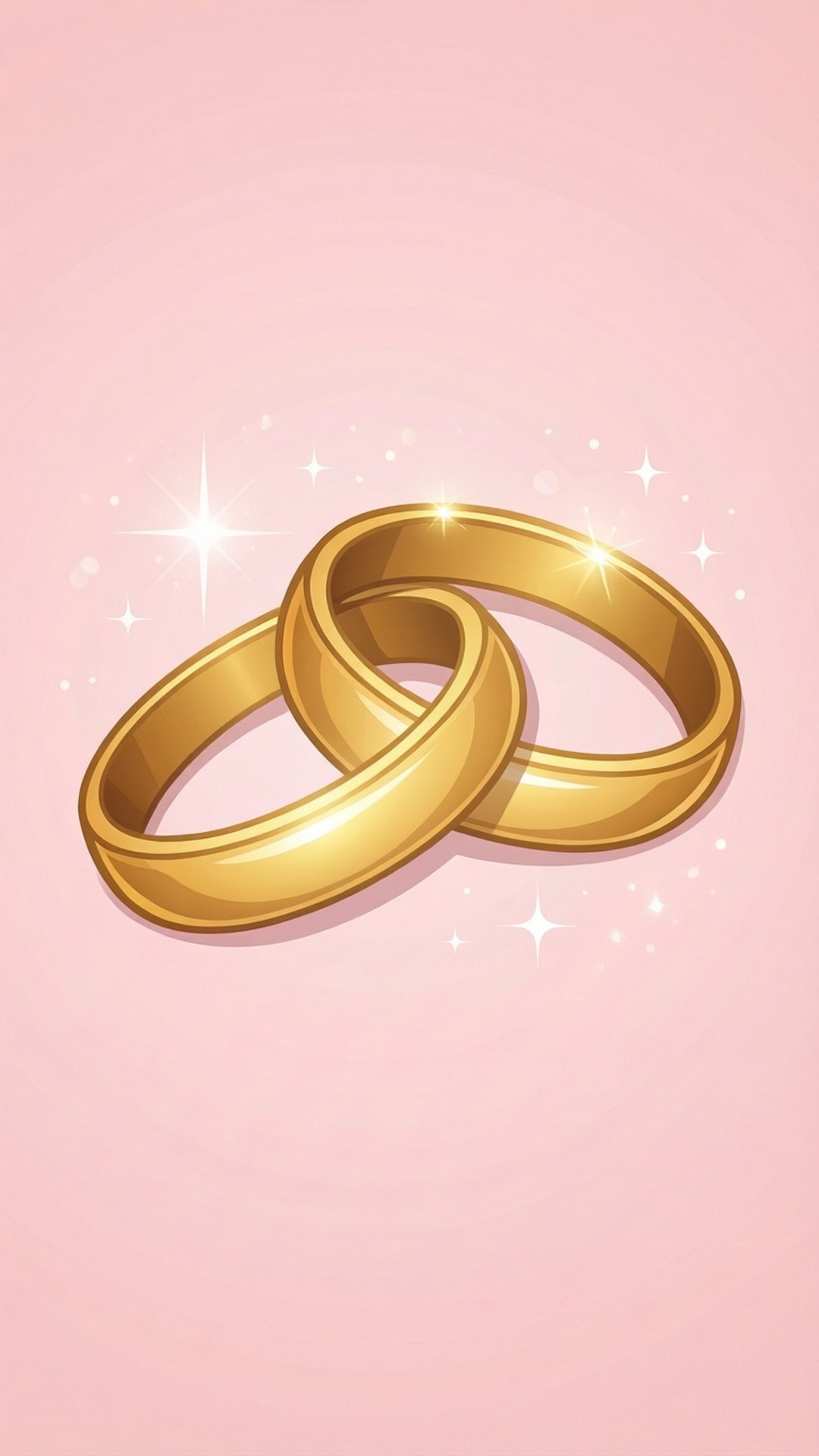 兩枚金色結婚戒指在粉紅色背景上交織閃爍。