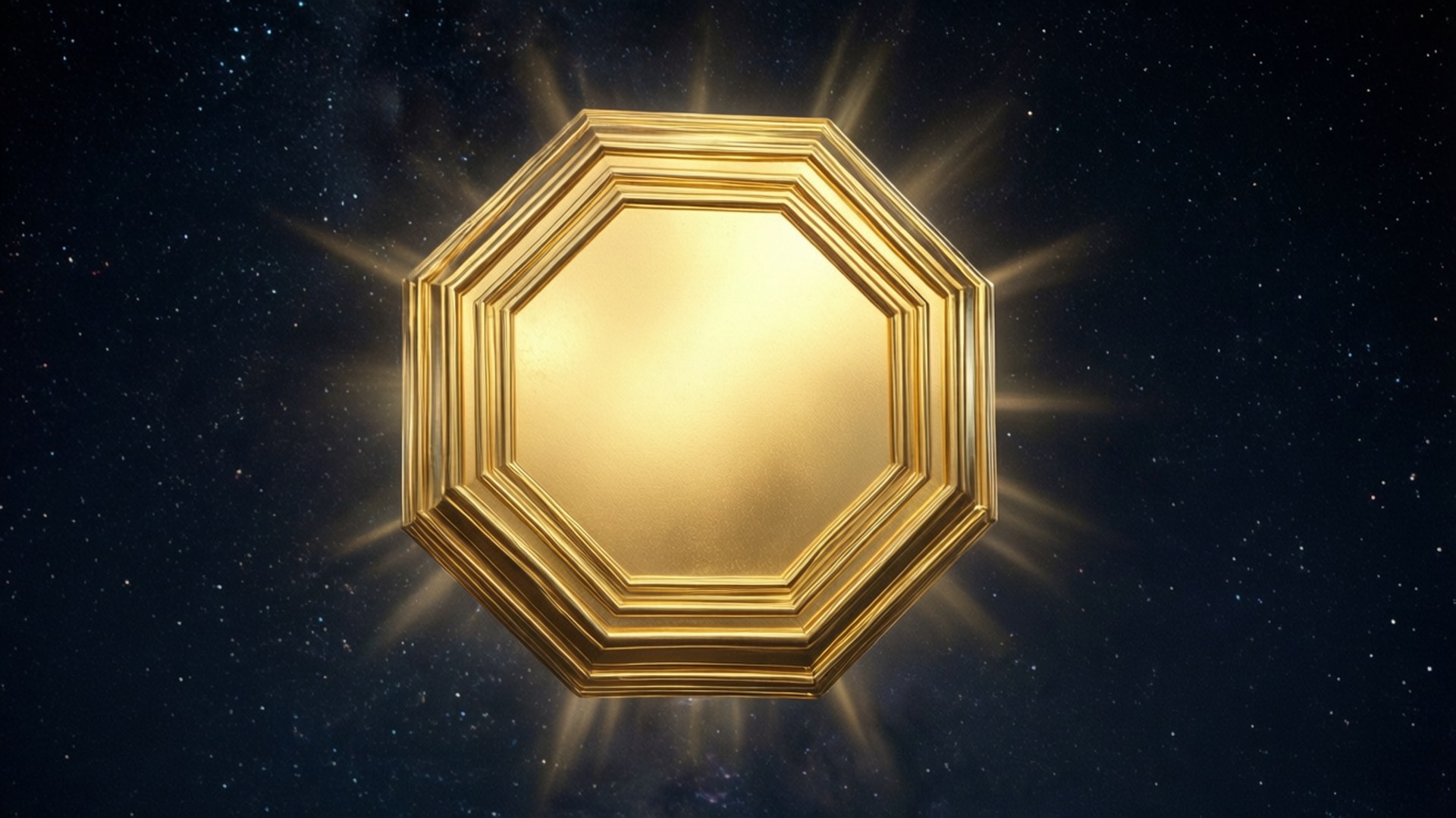 在星空中發光的金色八角框