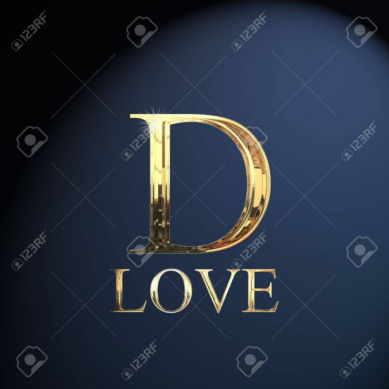 金色字母 D 下方有 love 字樣，深藍色背景