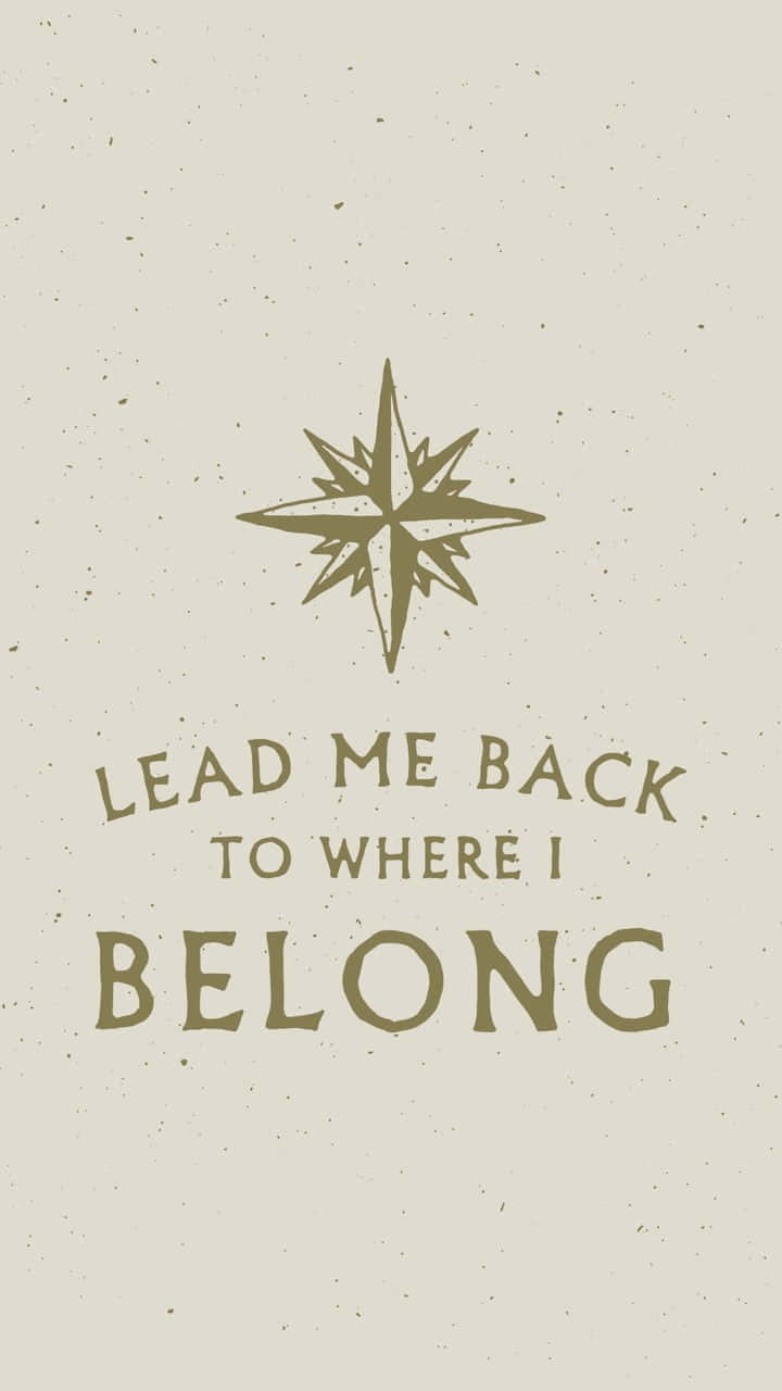 復古指南針玫瑰，文字「Lead me back to where I belong」，背景為紋理米色。