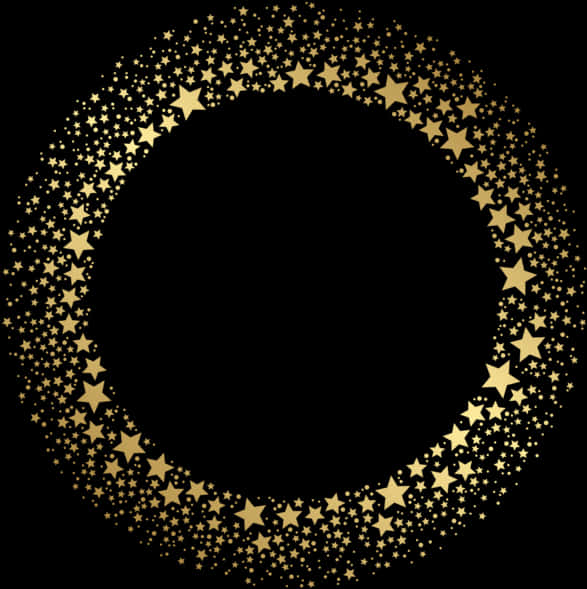 金色星形圓框 壁紙 — 一個閃耀的金色星爆圓圈，在純黑背景上框出一個虛空。