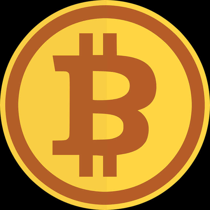 金色比特幣硬幣標誌 壁紙 — 一個大膽的金色比特幣符號居中在黑色背景上，帶有厚棕色邊框。