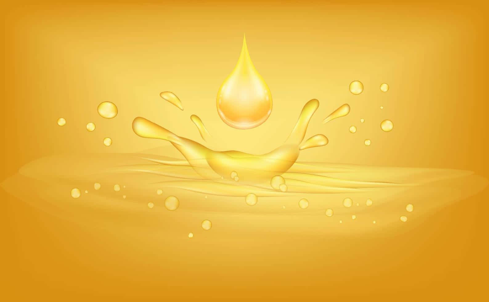 Oil 桌布 壁紙 — 金色油滴在溫暖的漸變背景上以慢動作向上飛濺。