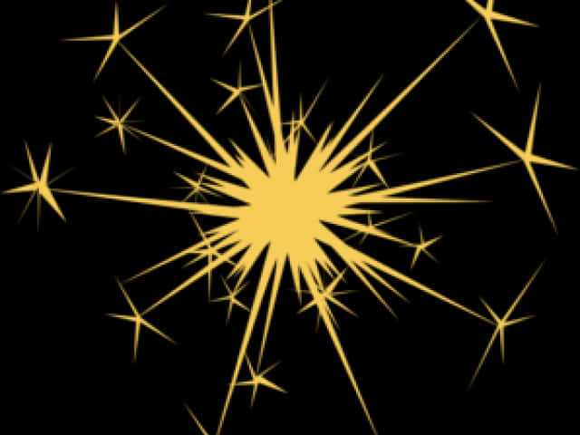 金色火花爆炸圖形 壁紙 — 一連串尖銳的星爆在純黑色背景上向外輻射出燦爛的金色爆炸。