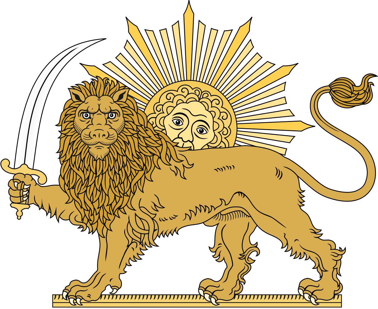 金色獅子太陽符號插圖 壁紙