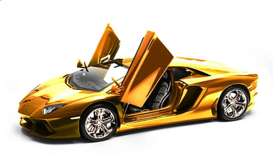 金色玩具車，車門打開 壁紙