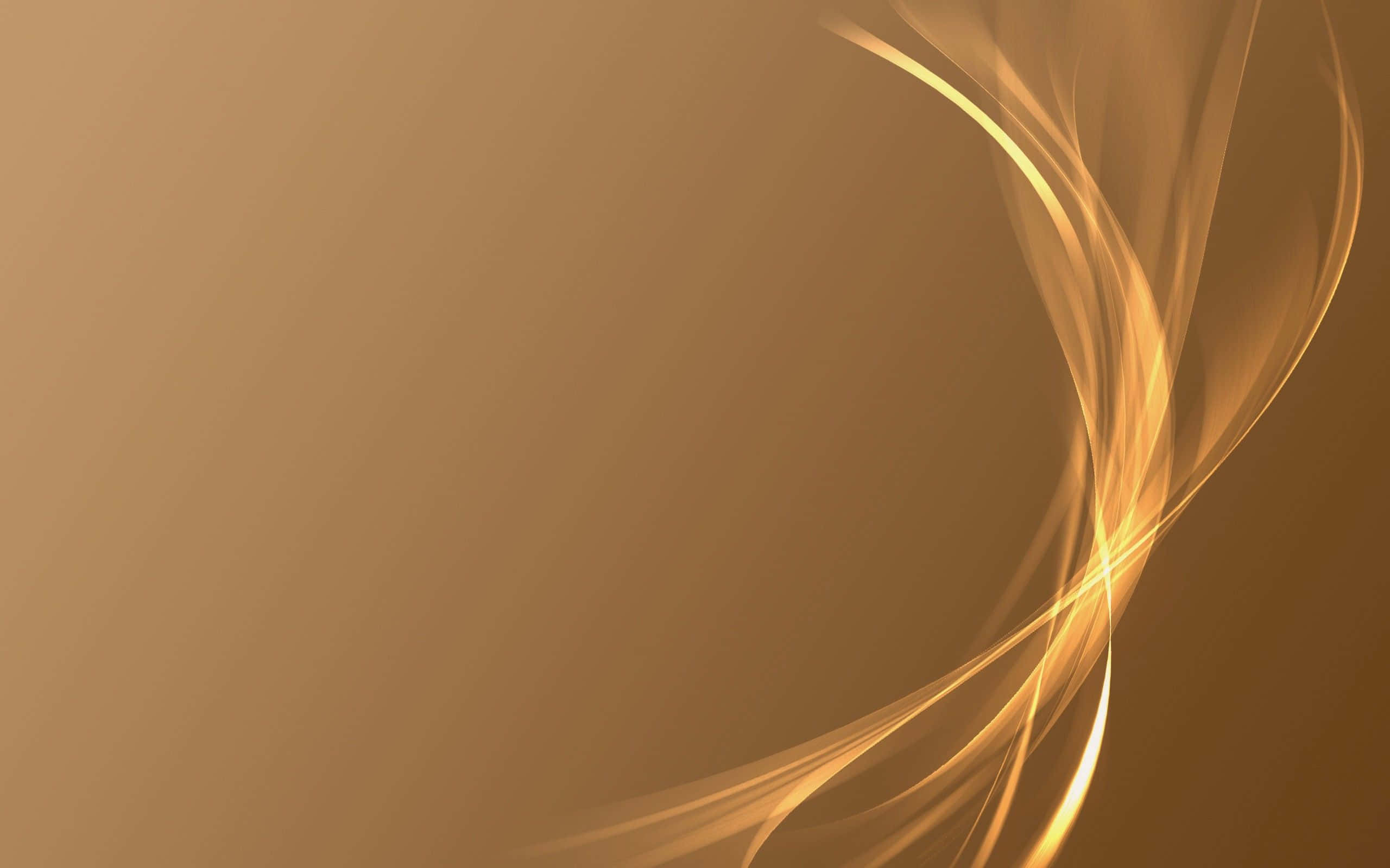 Brown Abstract 桌布 壁紙 — 金色發光絲帶在溫暖漸變背景上優雅地旋轉，營造出寧靜的抽象動感。