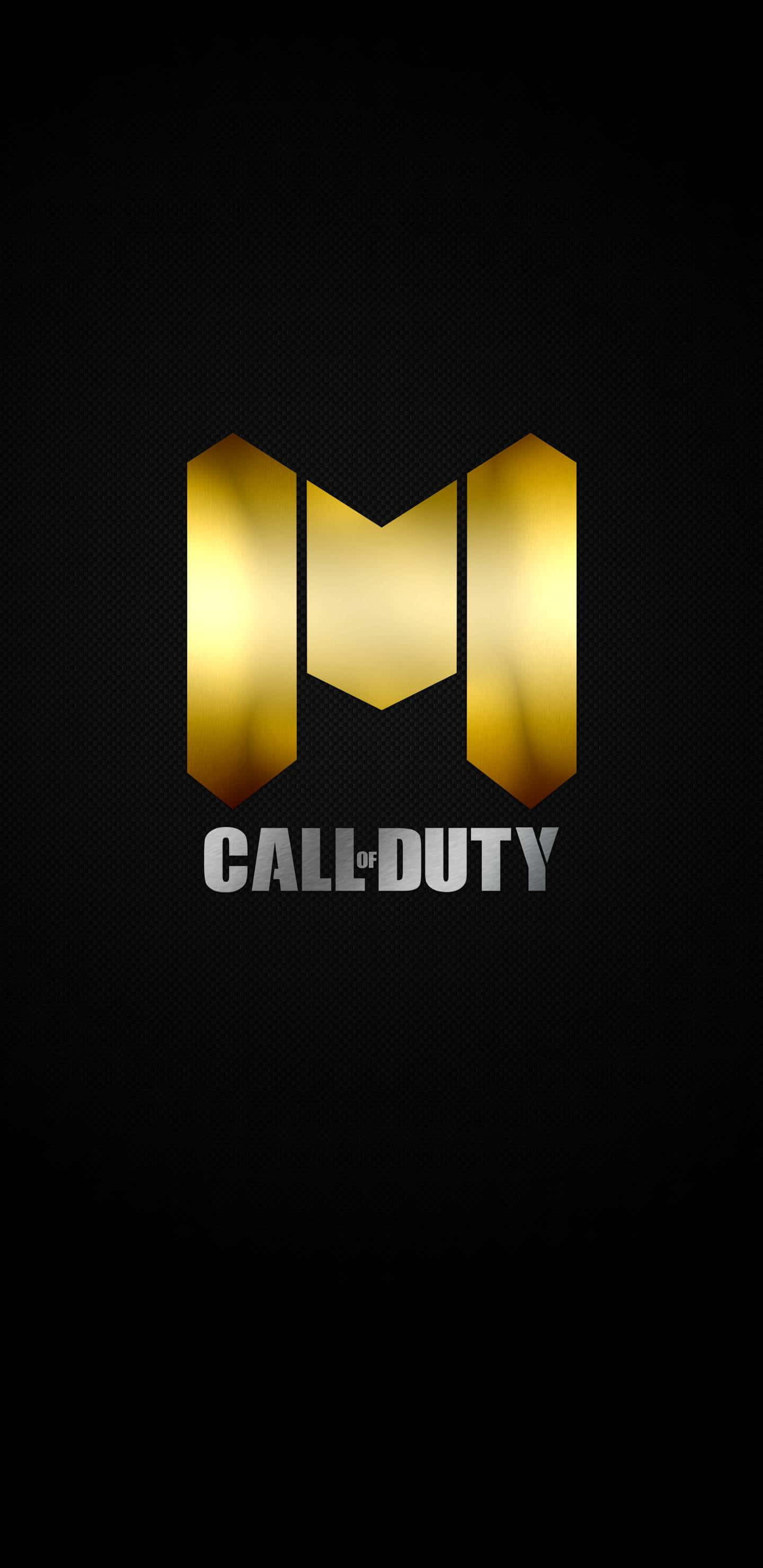 Cod 桌布 壁紙 — 金色的Call of Duty標誌在帶有金屬光澤的紋理黑色背景上閃耀。