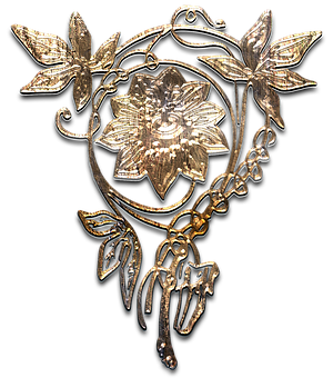 金色花卉金屬藝術品