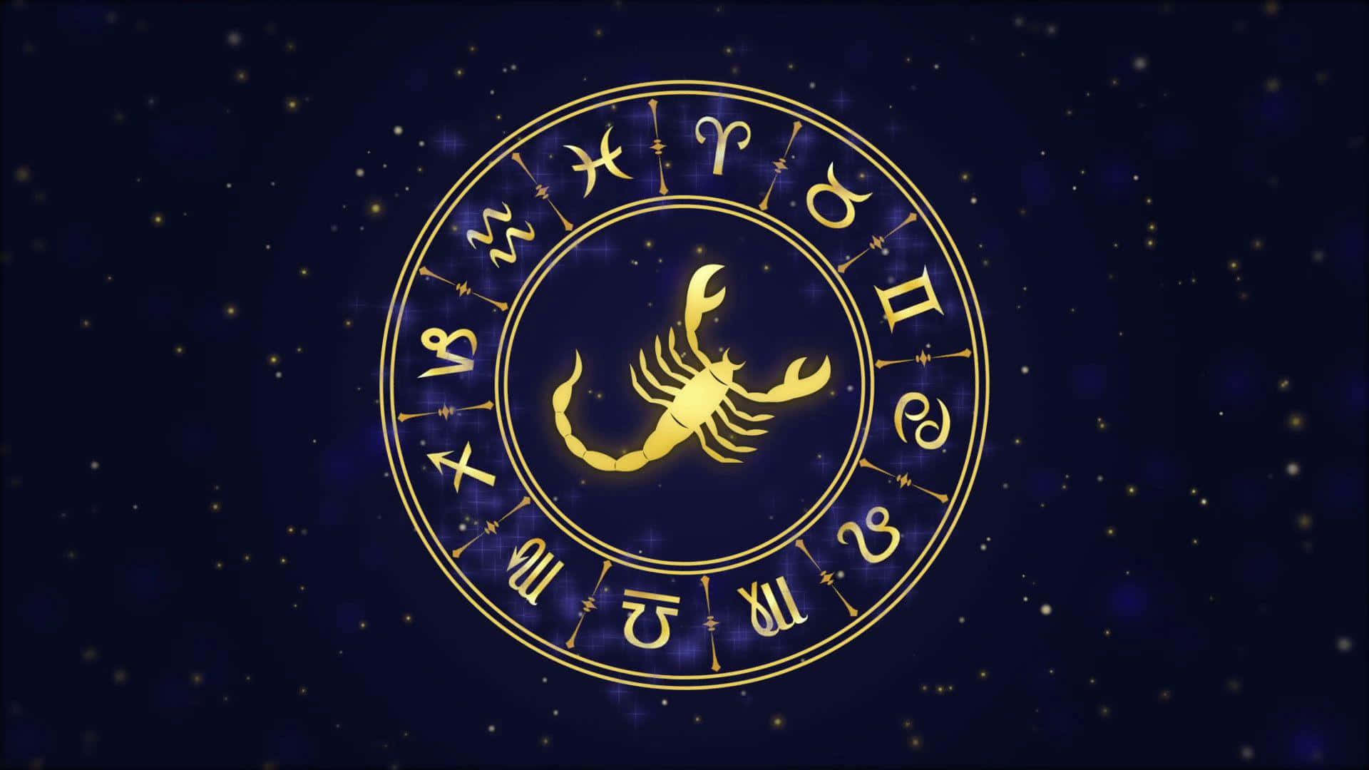 金色蠍子配星空背景 壁紙