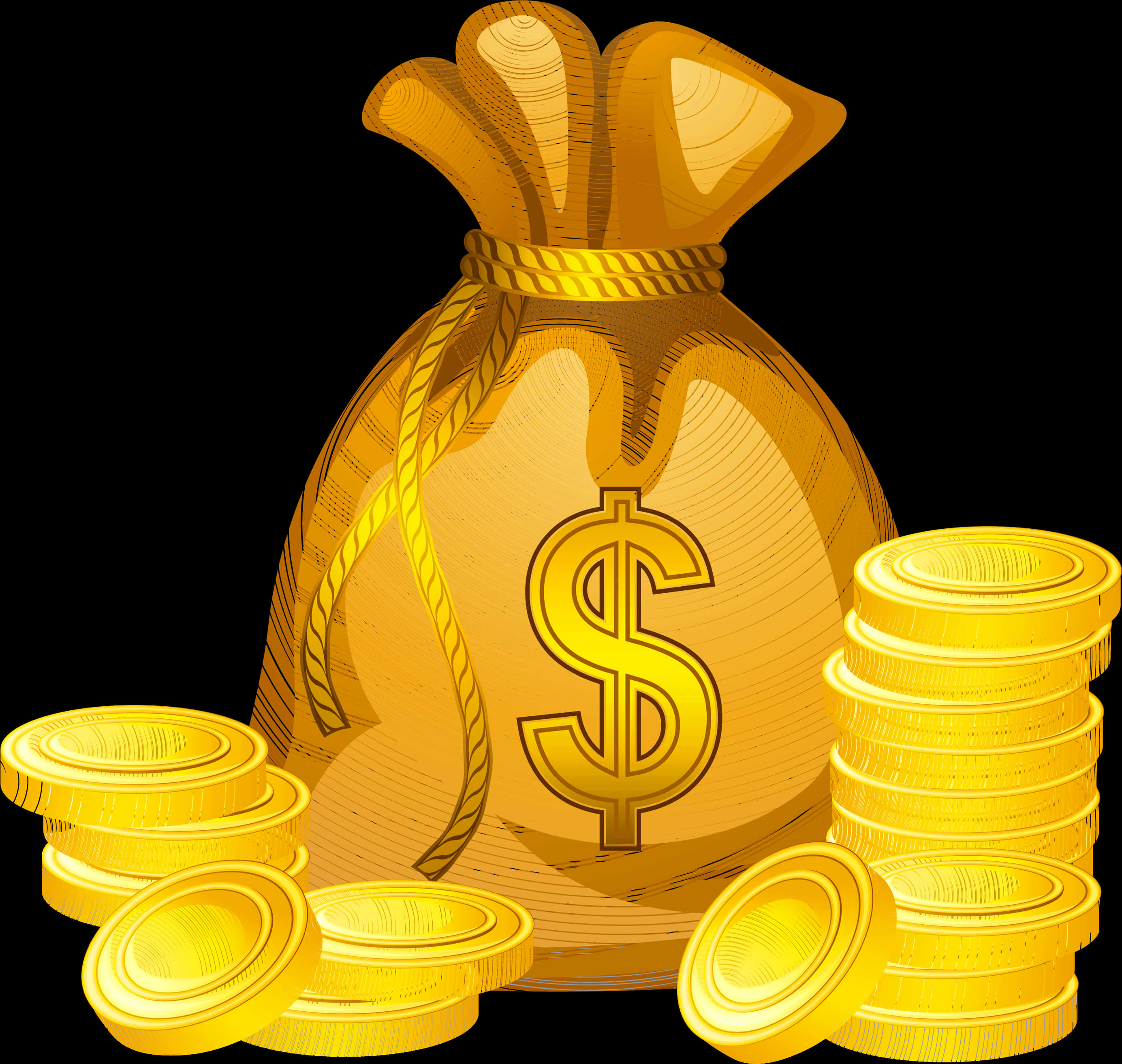 金色錢袋與金幣 壁紙