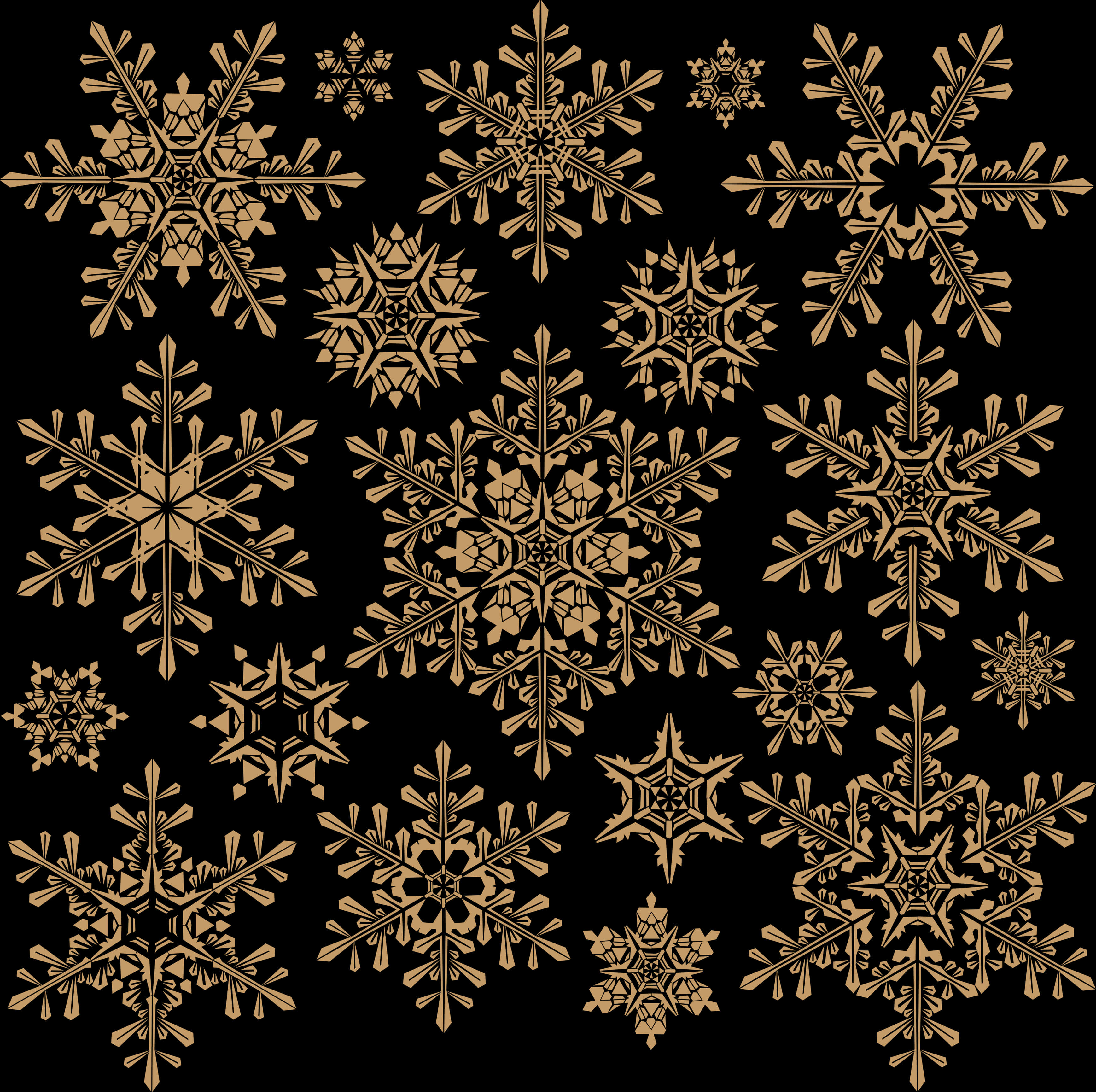 金色雪花系列 黑色背景 壁紙