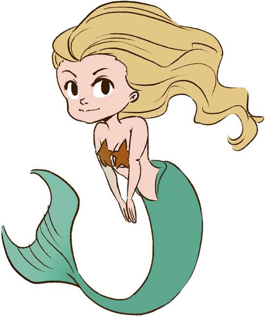 金髮卡通美人魚插畫 壁紙