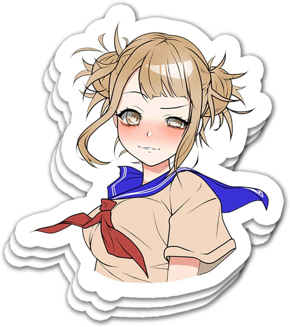 Toga 桌布 壁紙 — 金髮雙馬尾、臉頰泛紅的動漫女孩，穿著帶有紅色蝴蝶結的水手服。