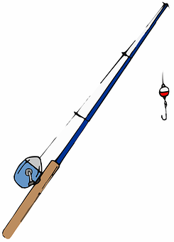 釣竿與捲線器插畫