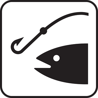 釣魚鉤與魚圖標