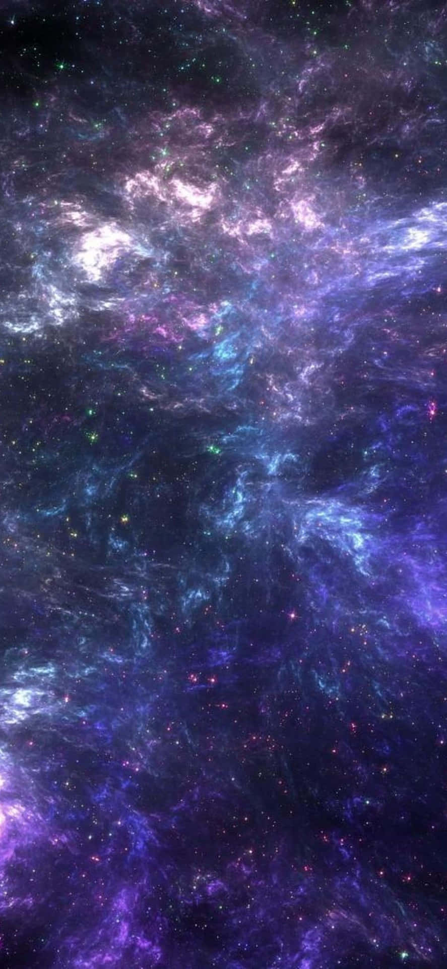 色彩繽紛的宇宙星雲，有旋轉的氣體和散落的星星。