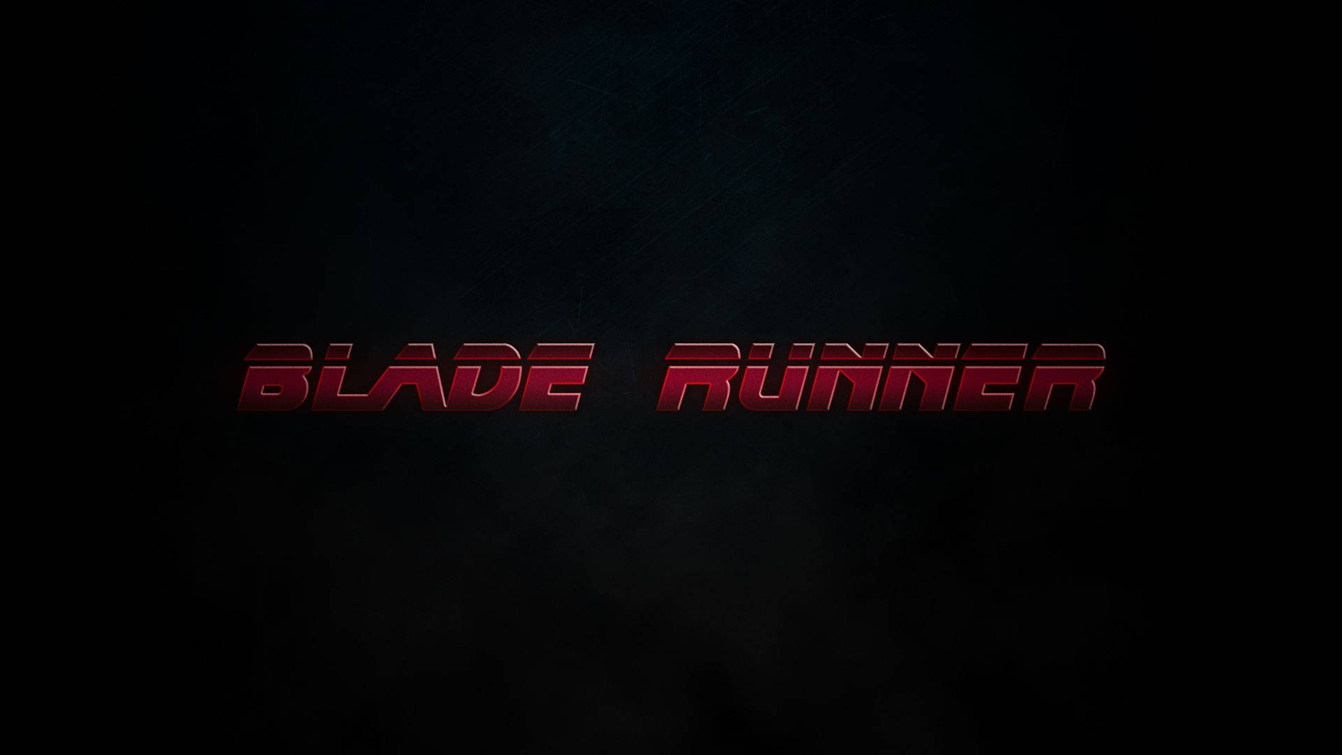 深色紋理背景上以紅色金屬字體顯示的Blade Runner電影標題。