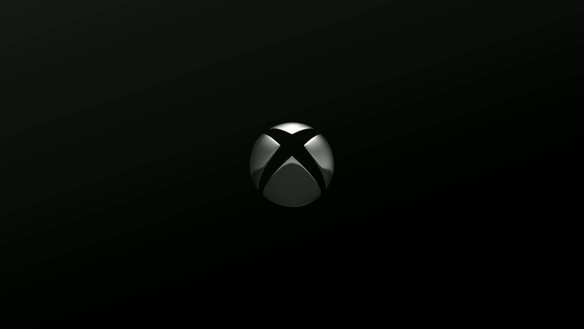 銀色 Xbox Series X 標誌 壁紙 — 一個時尚的銀色Xbox標誌，居中放置在漸變黑色背景上，帶有微妙的燈光高光。