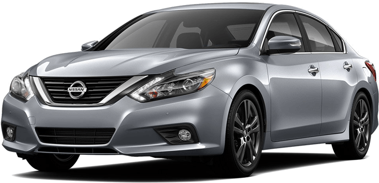 銀色尼桑轎車側面 壁紙 — 時尚的銀色日產轎車，在工作室燈光下，純白背景和微妙陰影。