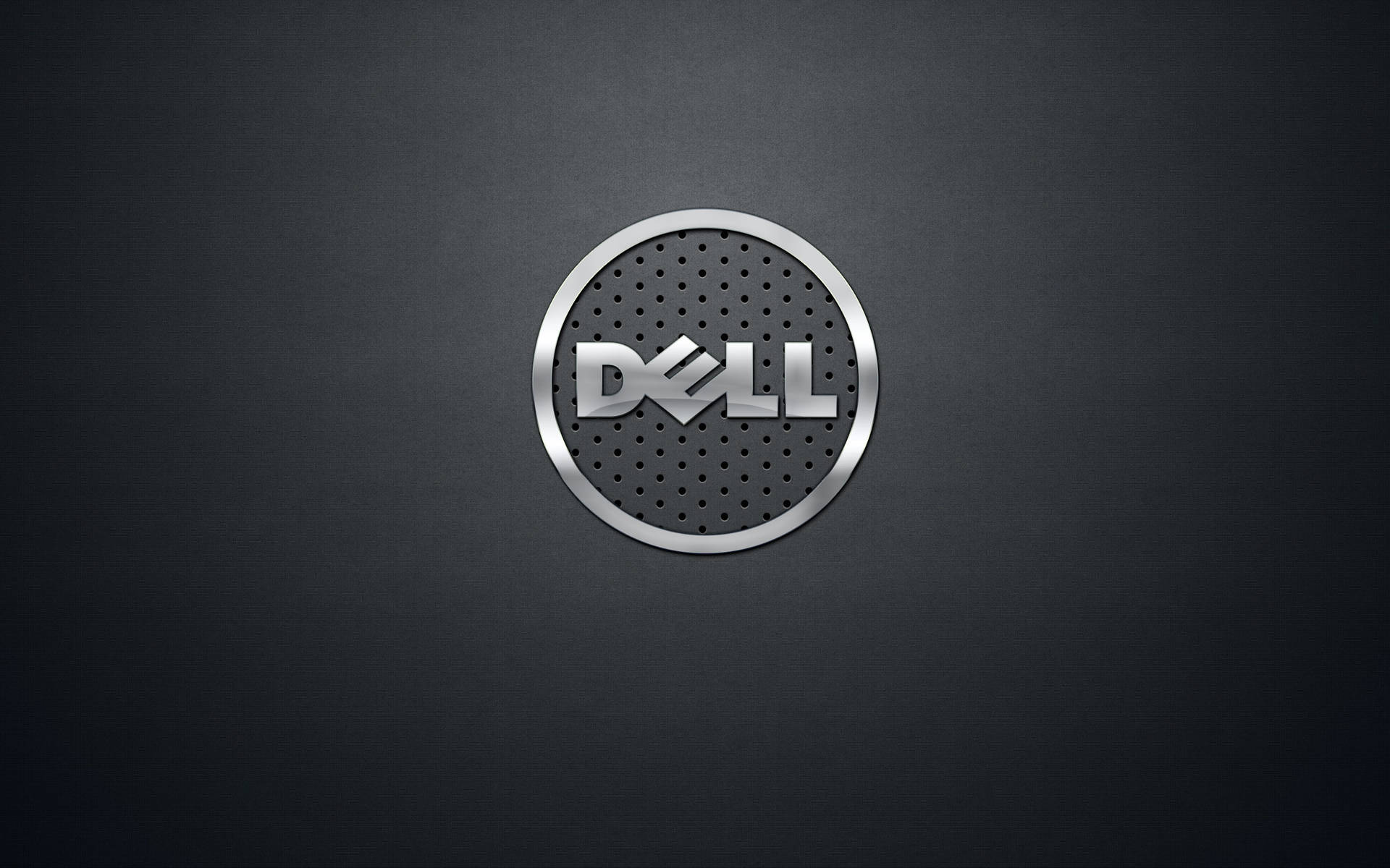 深色紋理背景上的時尚銀色Dell標誌
