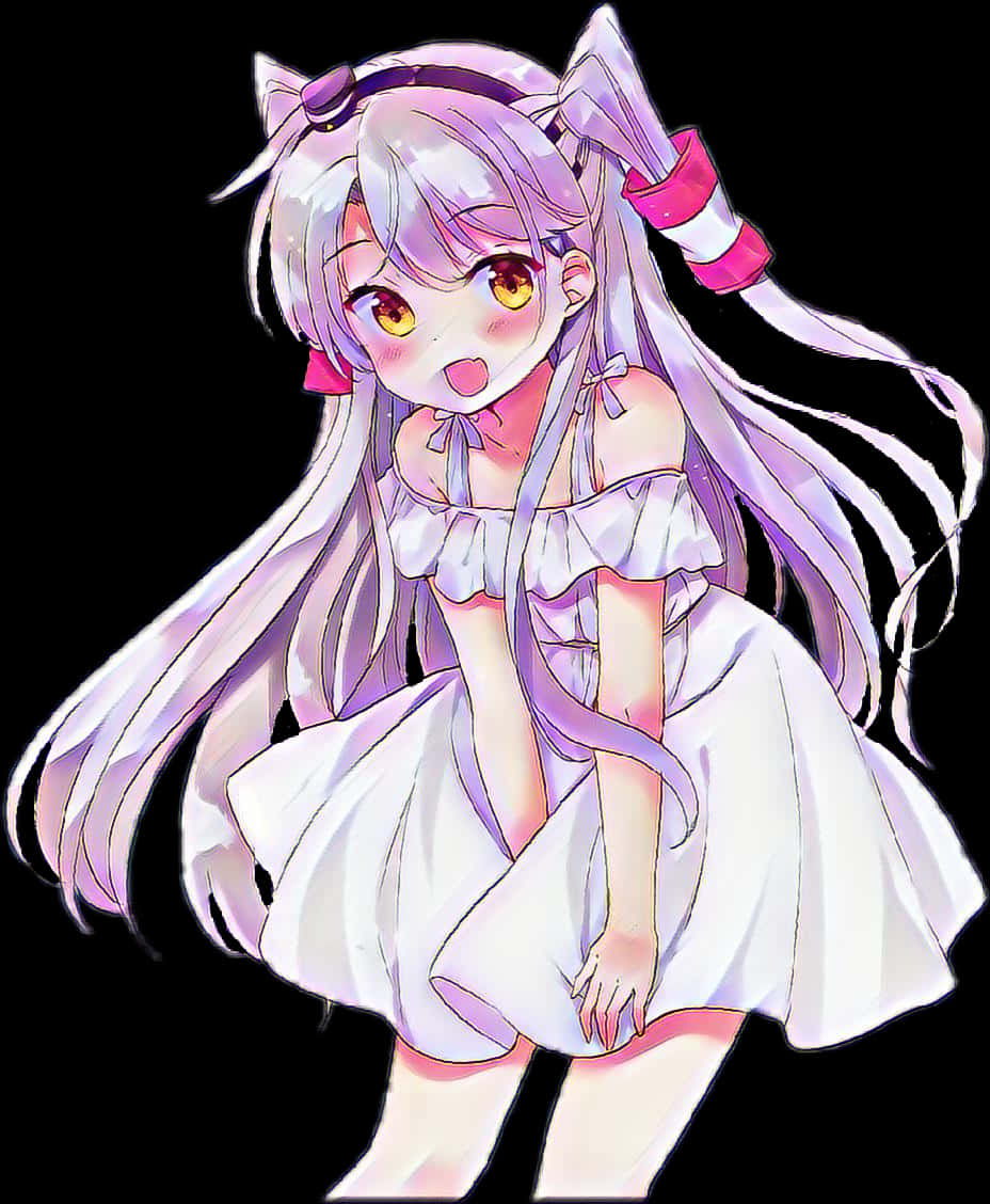 銀髮絲帶動漫女孩 壁紙