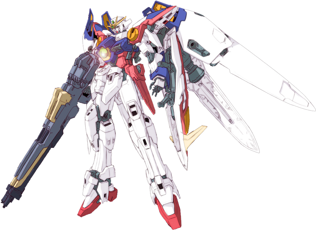 鋼彈機甲插畫 壁紙 — 一架白色、紅色和藍色的機動戰士，手持大劍和步槍，在黑色背景前擺出姿勢。