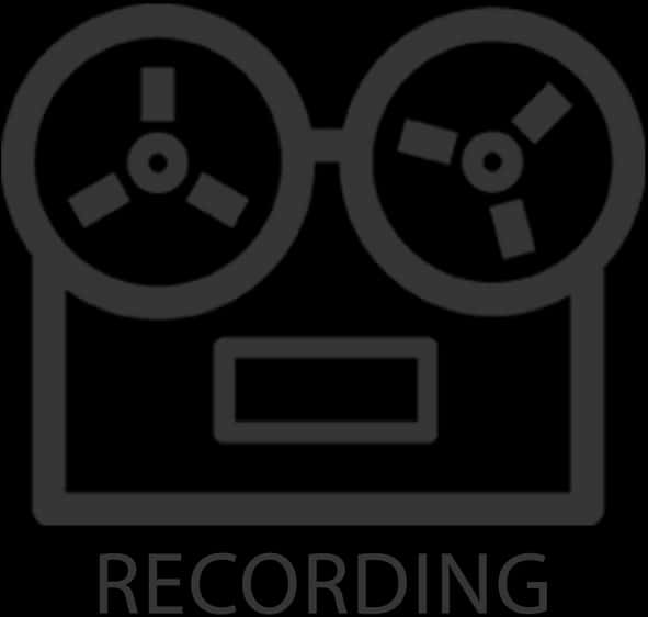 錄音標誌圖示 壁紙 — 一個極簡灰色嘅開盤式錄音機圖標，下面有 recording 字樣。