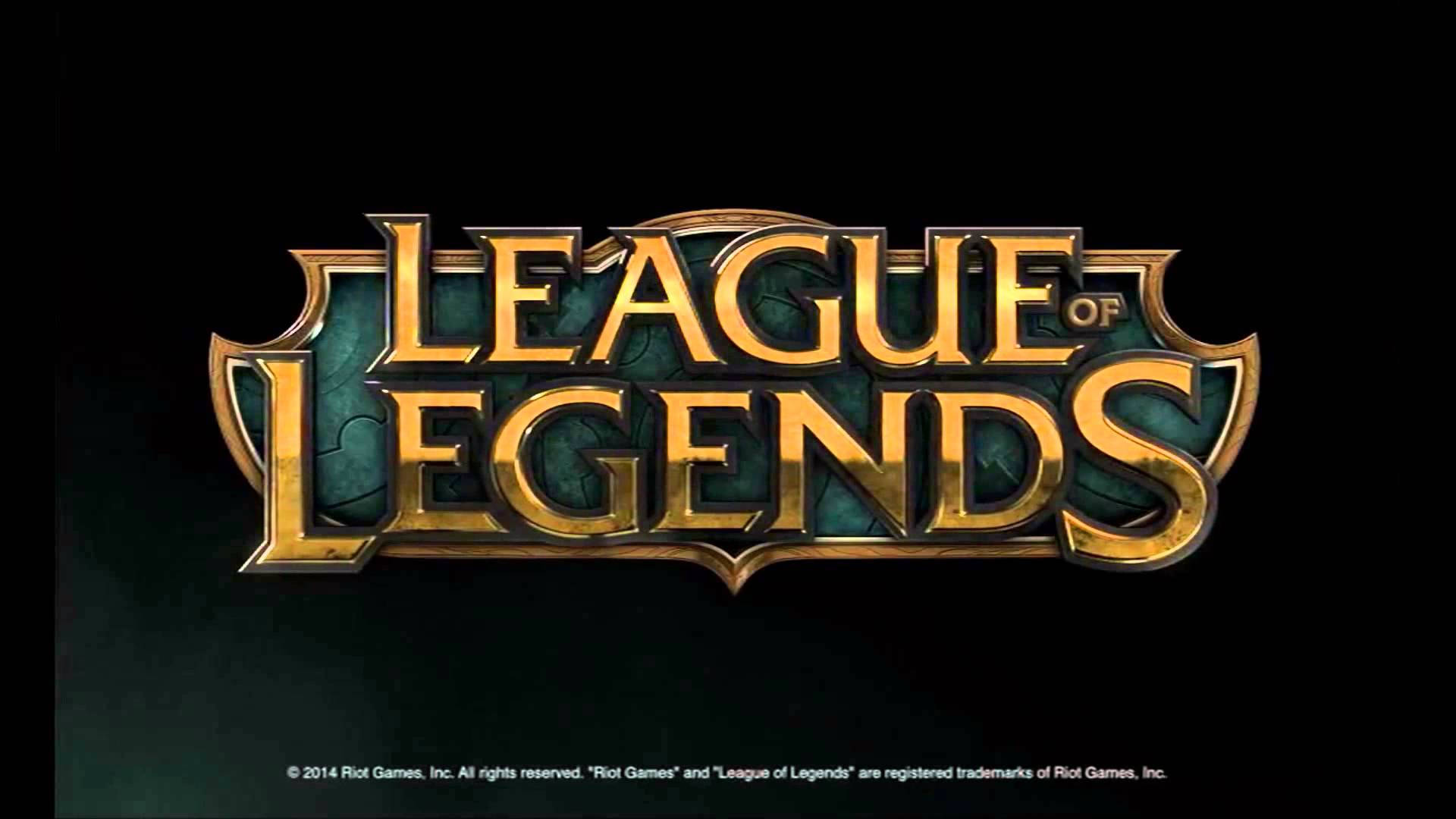 背景 桌布 壁紙 — 鍍金嘅《League of Legends》標誌，帶有青綠色石紋理，喺黑暗背景中發光。