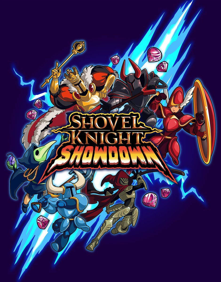 Shovel Knight Showdown 遊戲封面，像素藝術角色擺出戰鬥姿勢。