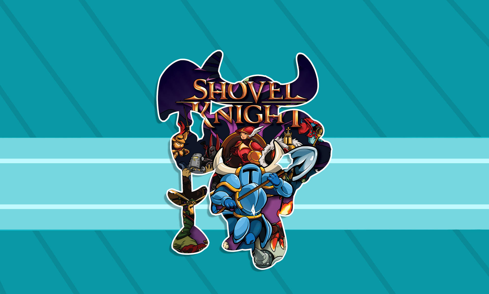 Shovel Knight 遊戲標誌，特色是騎士手持鏟子和劍。