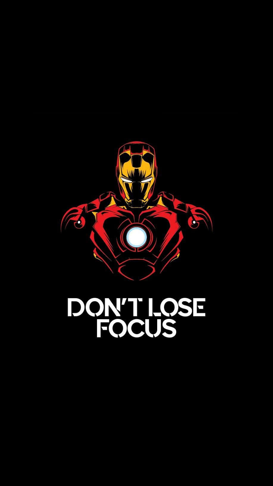Iron Man Quotes 桌布 壁紙 — 鐵甲奇俠發光的胸甲和頭盔在黑色背景上突出，下方有粗體白色勵志文字。