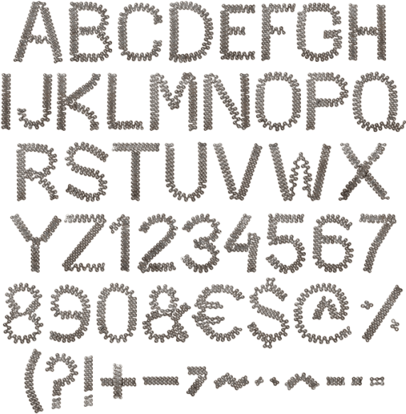 鑽石字體字母表 壁紙 — 由紋理灰色珠子組成的字母和符號，在黑色背景上。