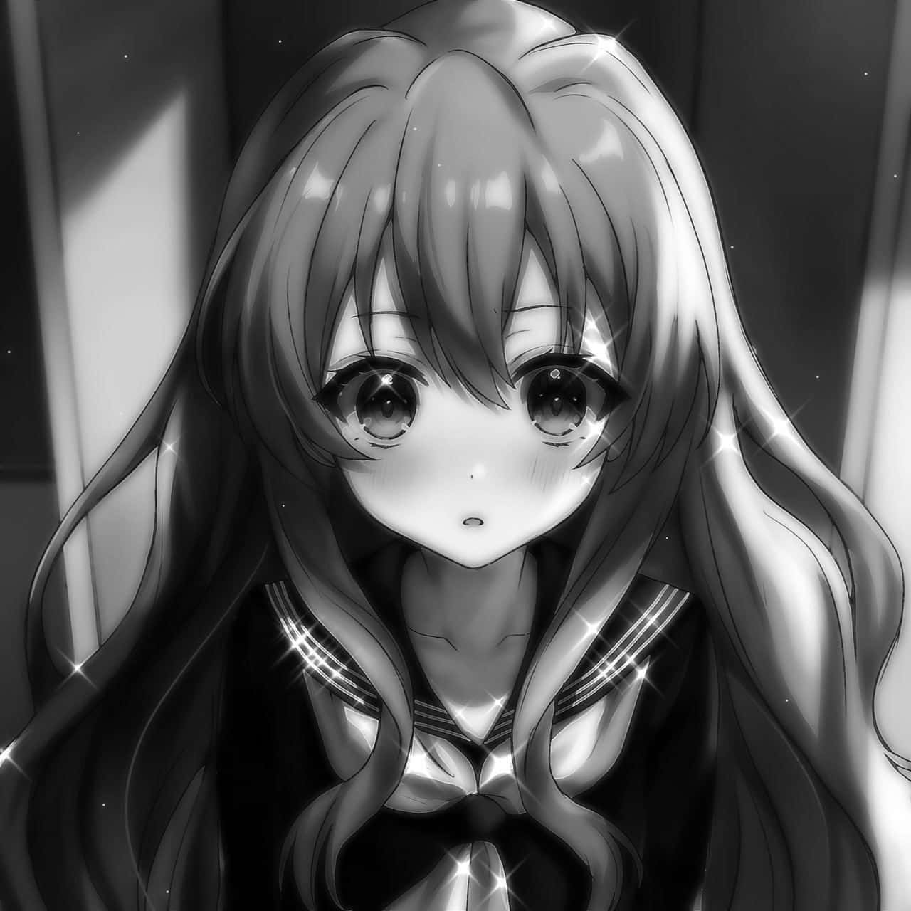長髮女學生穿着水手服 壁紙