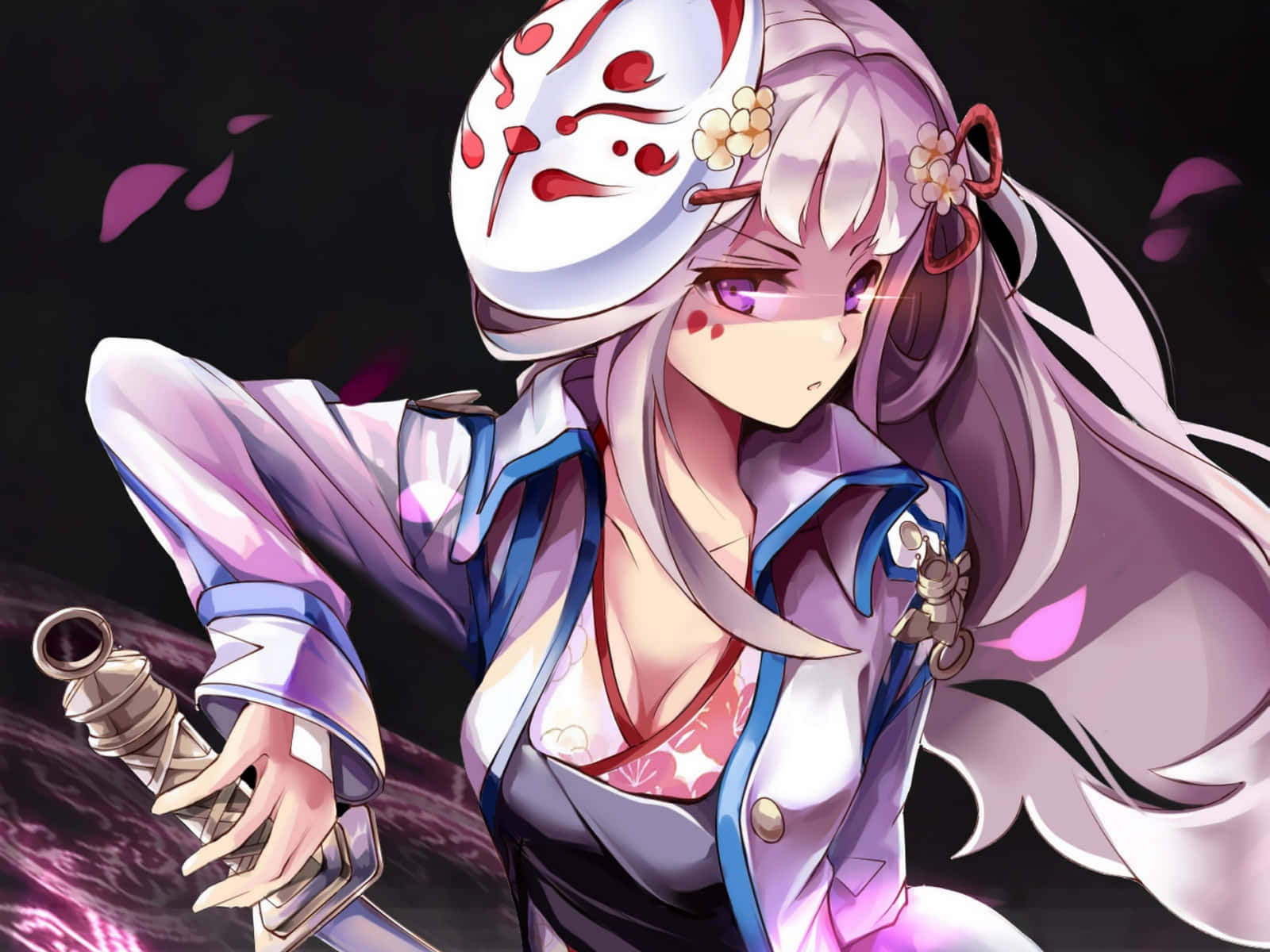 長髮少女持劍 壁紙