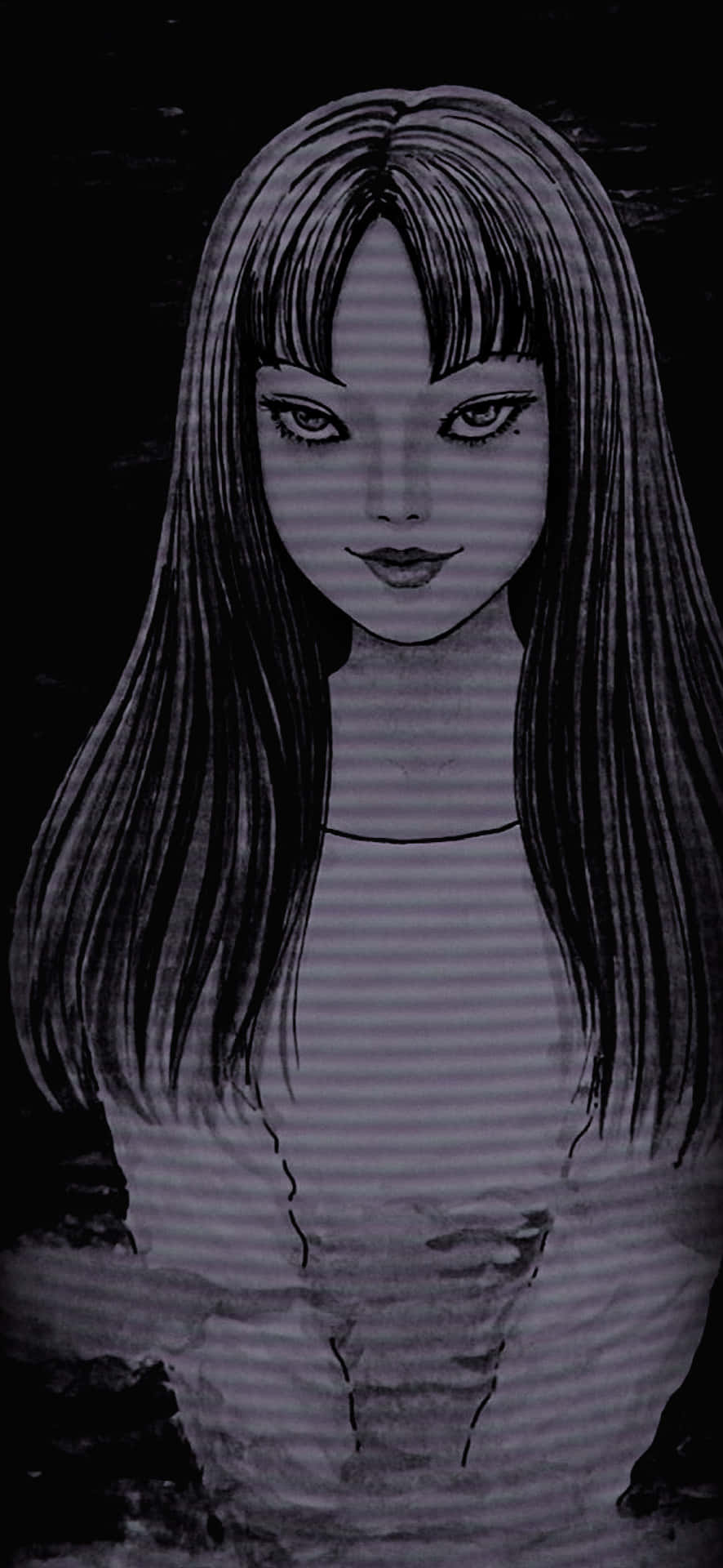 長髮少女現身於黑暗之中 壁紙