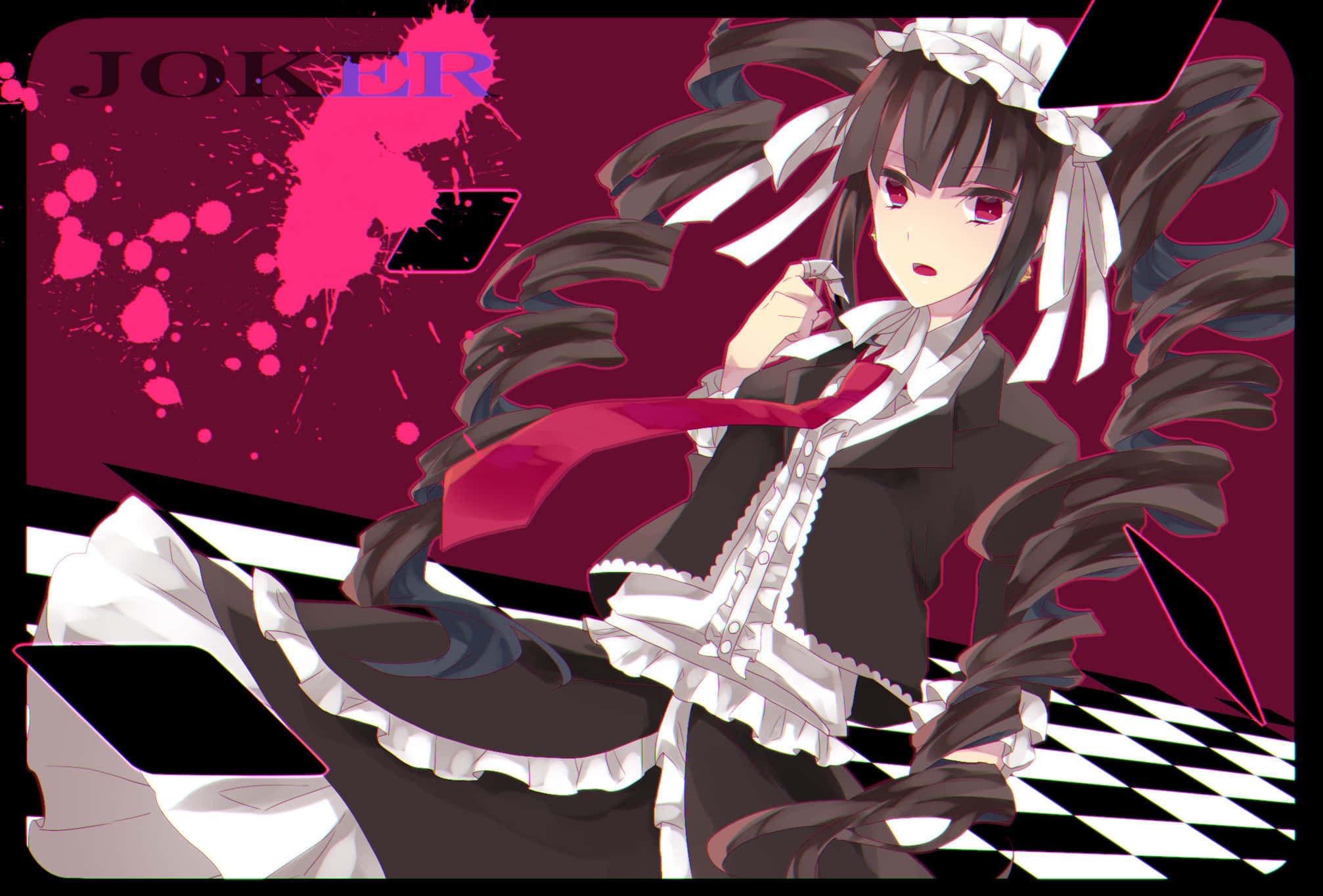 長髮少女穿著連衣裙 壁紙