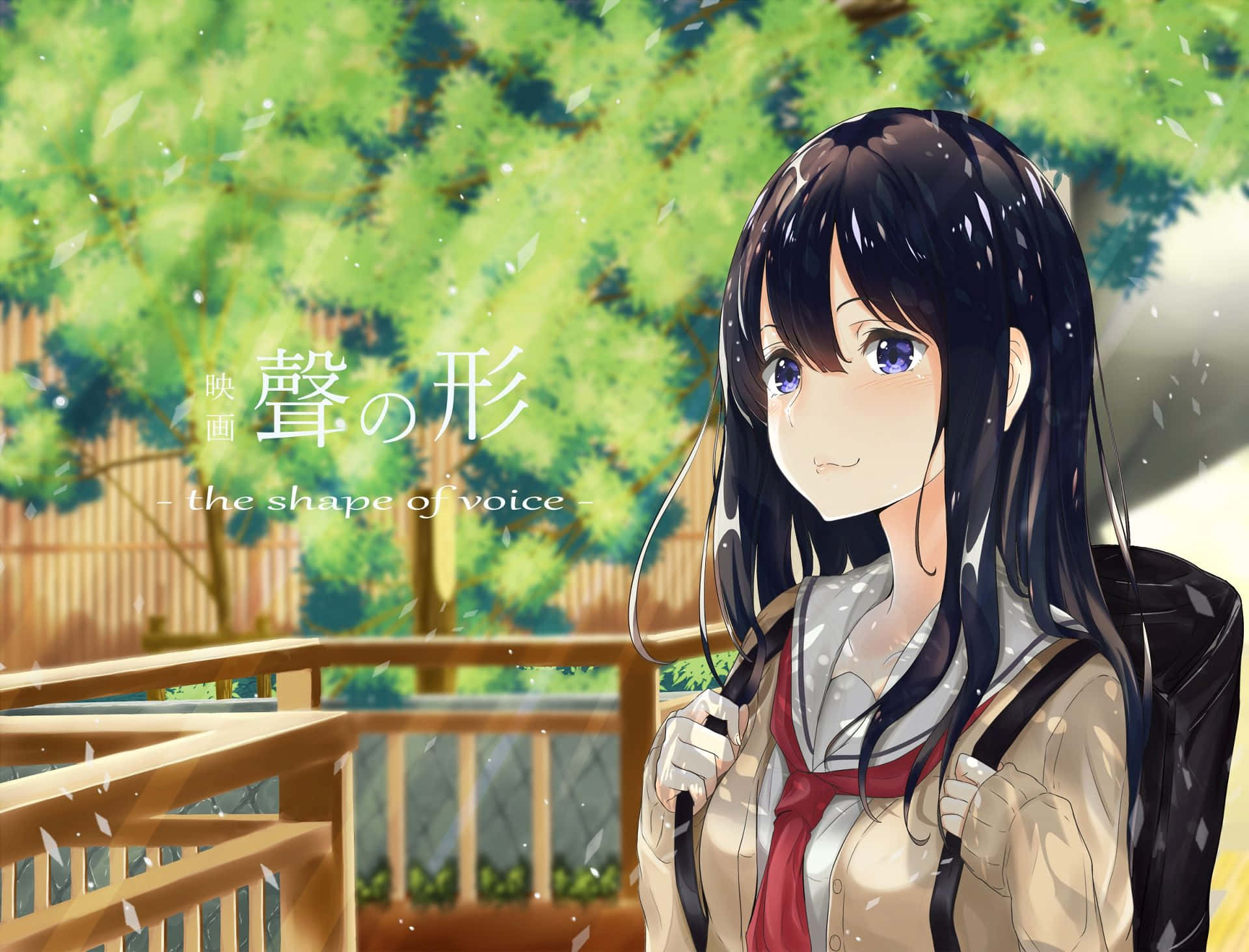 長髮少女雨中佇立 壁紙
