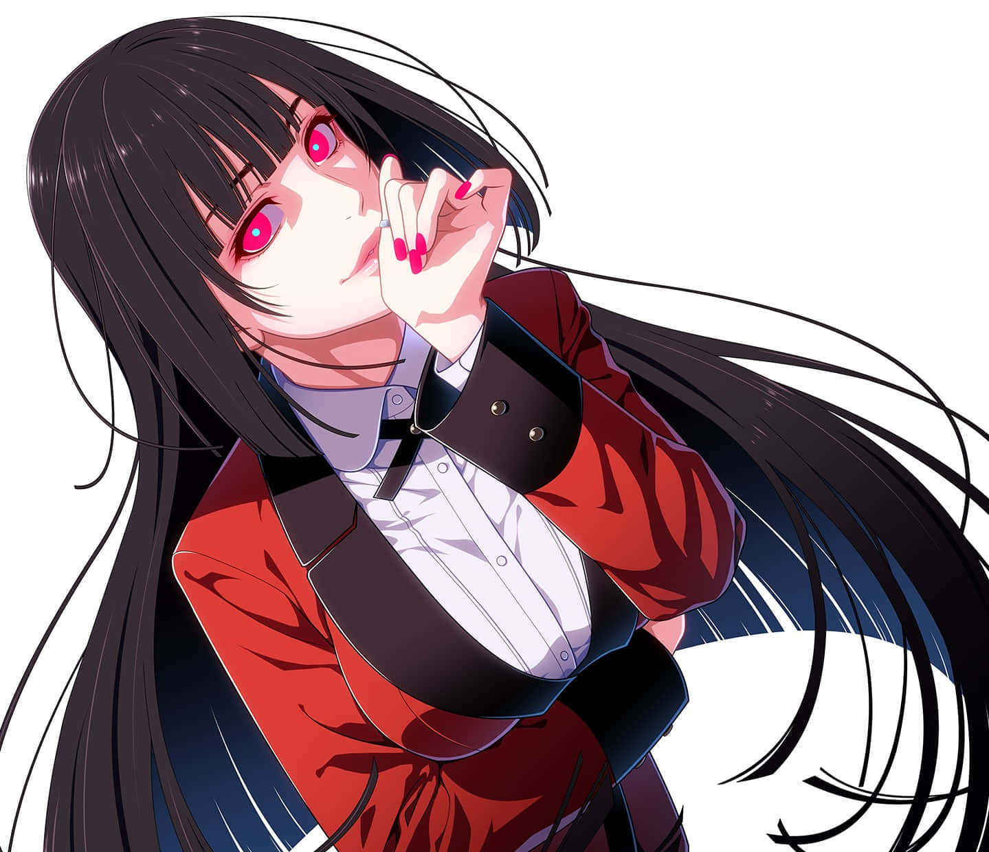 長黑髮女孩與紅唇 壁紙