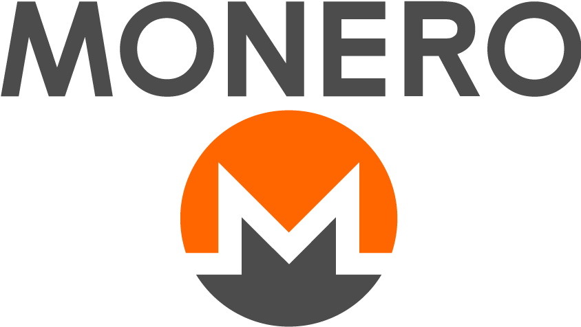 門羅幣加密貨幣標誌 壁紙 — Monero 標誌在黑色背景上有一個圓圈內大膽的橙色和灰色 'M'。